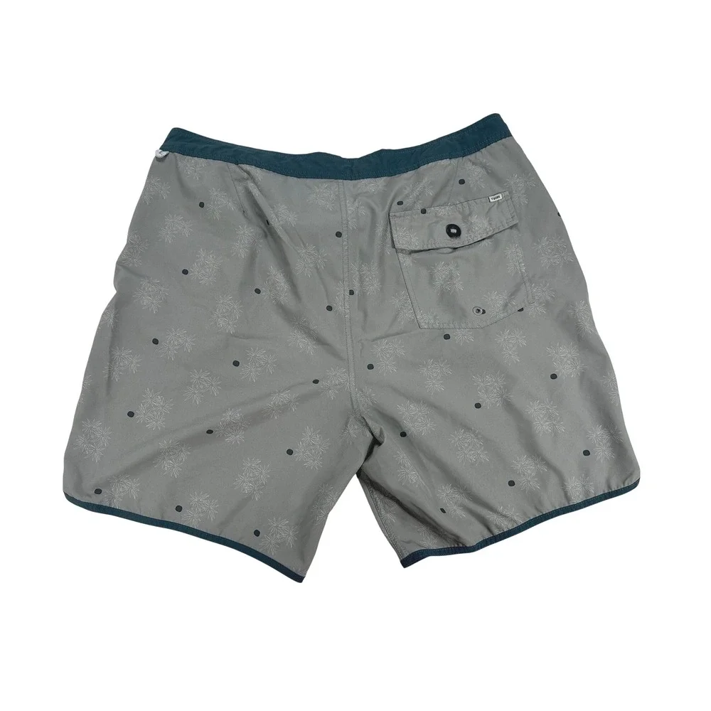 Vuori Mens Cruise Board Shorts Gray Floral Dot Swim‎ Trunks Size 38 V314